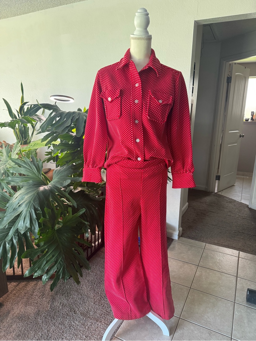 Vintage K-Mart brand * Red Polka Dot Wide-Leg 2-piece set. Size: Medium